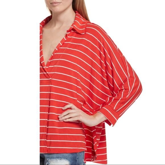 Free People We the Free Can't Fool Me Striped Tee - Red - XS - Picture 7 of 10